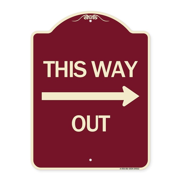 This Way Out Right Arrow Heavy-Gauge Aluminum Architectural Sign, 24" x 18", BU-1824-24512